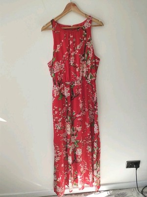 Quiz Ladies Maxi Long Dress Size 18 Red evening Prom occasion Mesh Sleeveless 