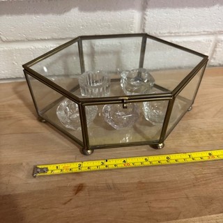 Lot of Five Vintage Salt Cellars with Vintage Glass Case