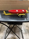 Vintage Tonka Toys Yellow Boat Trailer & Tonka Red Boat Good Condition