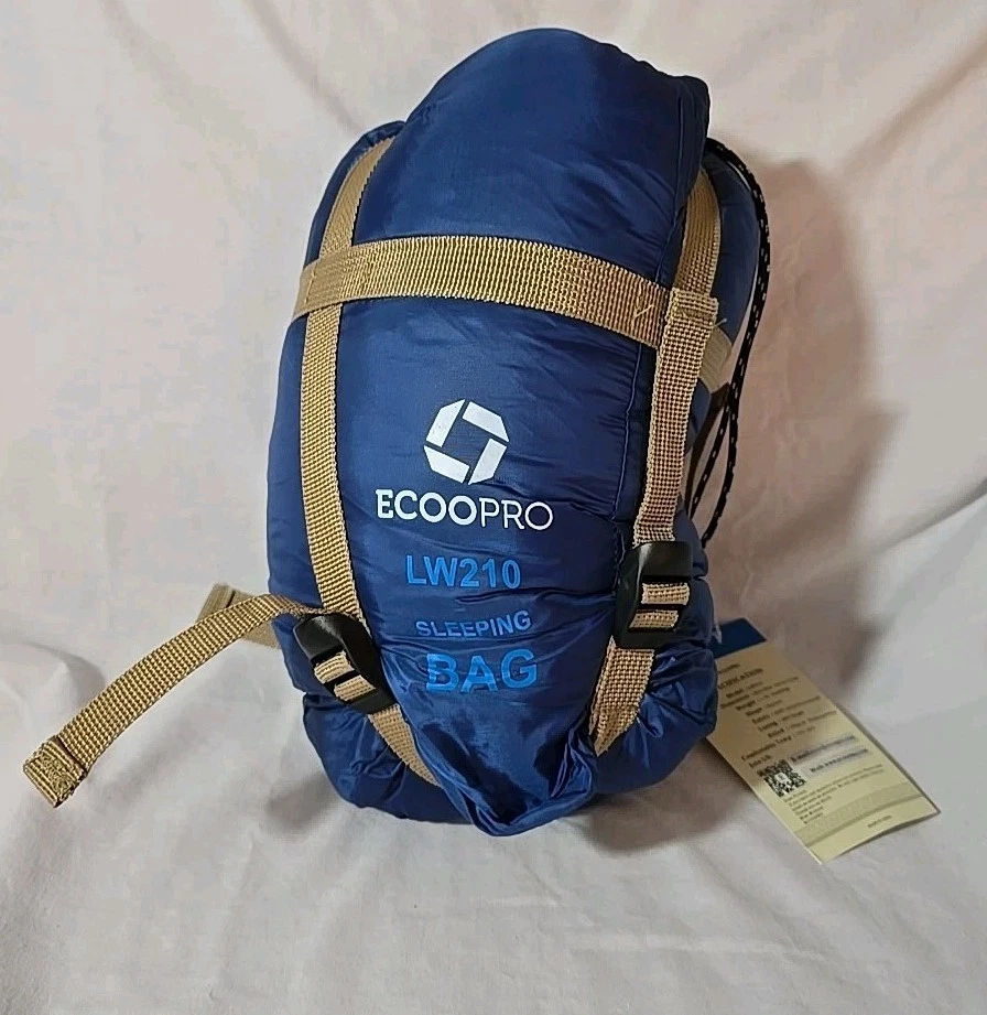 ECOOPRO LW210 Blue Waterproof Lightweight Warm Weather Sleeping Bag ~ NEW