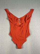 Aerie Crinkle Ring Full Coverage One Piece Swimsuit coral orange size XL