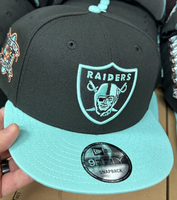 New Era Las Vegas Raiders SnapBack Hat 9Fifty Teal Blue Black Copper 3x Champs