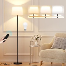 Modern Floor Lamp with Adjustable Brightness, Remote Control, Black, LED Bulb...