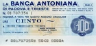 Italy 100 Lire Banca Antonina di Padova i Trieste - 1976 - Trieste - NEW
