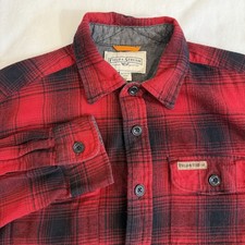Field Stream Men's Heavy Flannel Shirt Size Med Red/Black Plaid 100 Cotton