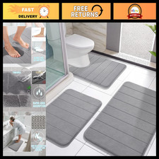 Super Soft Memory Foam Bath Mat Set 3 Pieces - Absorbent Quick Dry Non-Slip Rug