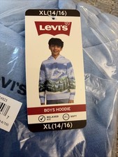     NWT Levi's Boys XL 14/16 Placid Blue Mountain Graphic Hoodie Blue    