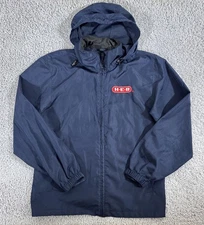 HEB Employee Windbreaker Jacket XS Navy Blue Full Zip Staff Uniform Mock Neck