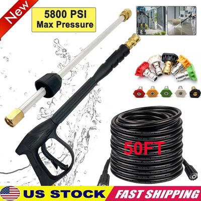 #ad High Pressure 4000PSI Car Power Washer Gun Spray Wand Lance Nozzle and Hose Kits $35.98