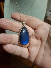 Geniune Labradorite Gemstone Pendant 925 Silver Teardrop Pendant &  925 Necklace