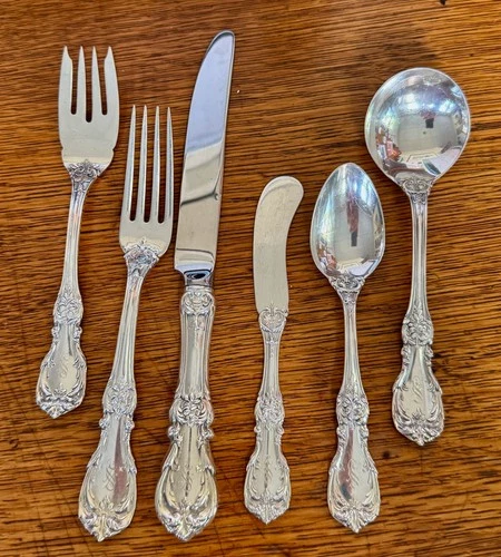 BURGUNDY Reed & Barton Sterling Silver Dinner Place Setting 6 Pc  220g w/o knife