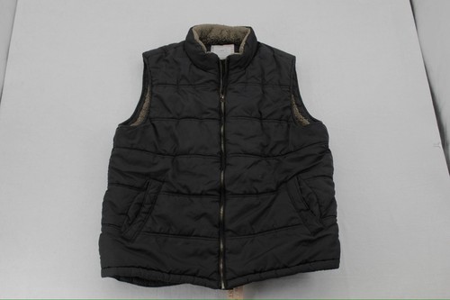 American Threads Black Quilted Puffer Vest with Sherpa Lining