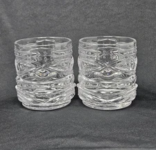 Viski Pacific Tiki DOF Glasses Set 2 Tumblers Clear Stackable Lead Free Crystal