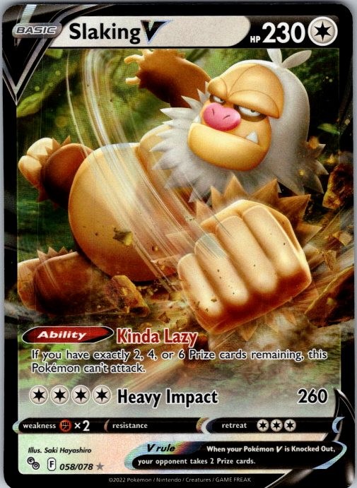 Slaking V Holo Ultra Rare Pokemon GO 058/078 NM