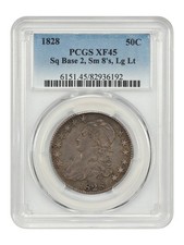 1828 50C PCGS XF45 (Square Base 2, Small 8s, Large Letters)