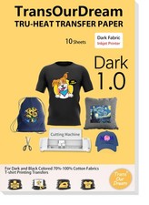 TransOurDream Tru-Heat Transfer Paper for Inkjet Printer 10 10 sheets, Dark