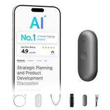 Plaud NotePin S AI Voice Recorder, Wearable Notetaker, Transcribe Black