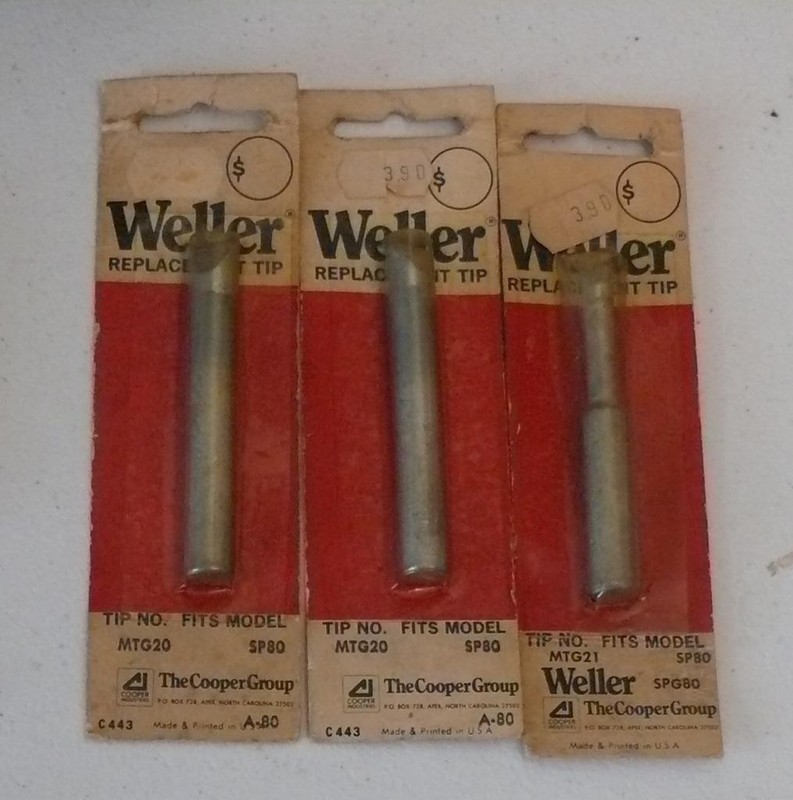 3 New NOS Weller soldering gun replacement tip tips MTG20 MTG21 SP80