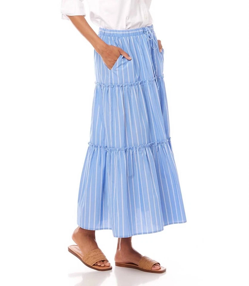 Saia Midi Feminina Karen Kane Listras Camadas Tamanho P - Imagem 3 de 4