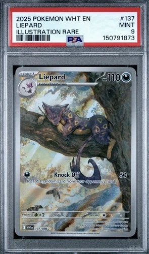 2025 Pokemon Liepard Illustration Rare White Flare 137/086 PSA 9 MINT