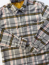 Eddie Bauer Flannel Shirt Mens LRG Ultimate Expedition Travex Yellow Plaid NWOT