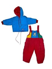Vtg Oshkosh Baby Snowsuit 90 s Boys Girls Unisex Size 24M Winter Jacket Bib Set