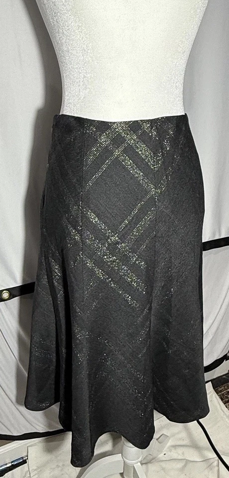 Falda Jones New York Signature Fit & Flare Negra Metálica Patrón A Cuadros TALLA 10 Foto 4 de 4