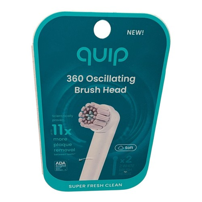 #ad Quip 360 Oscillating Electric Soft White 2 Toothbrush Compact Heads Refill New $15.95