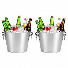 2Pack 5L Ice Buckets with Handles Stainless Steel Beverage Tubs for Champagne