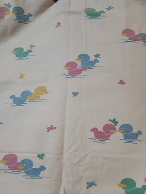 Vintage Medline Industries Baby Blanket DUCKS 33'' X 33'' 100% Cotton Receiving
