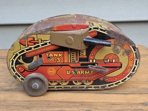Marx Ww1 Rollover Tank Wind Up Needs Work Great Shelf Sitter
