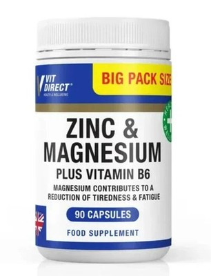 Zink & Magnesium Plus Vitamin B6 Kapseln Vit Direct Supplements - 90 Kapseln Neu