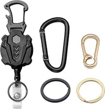 3 Pack Retractable Badge Reel, Metal Keychain, ID Badge Holder with 31.5" Steel