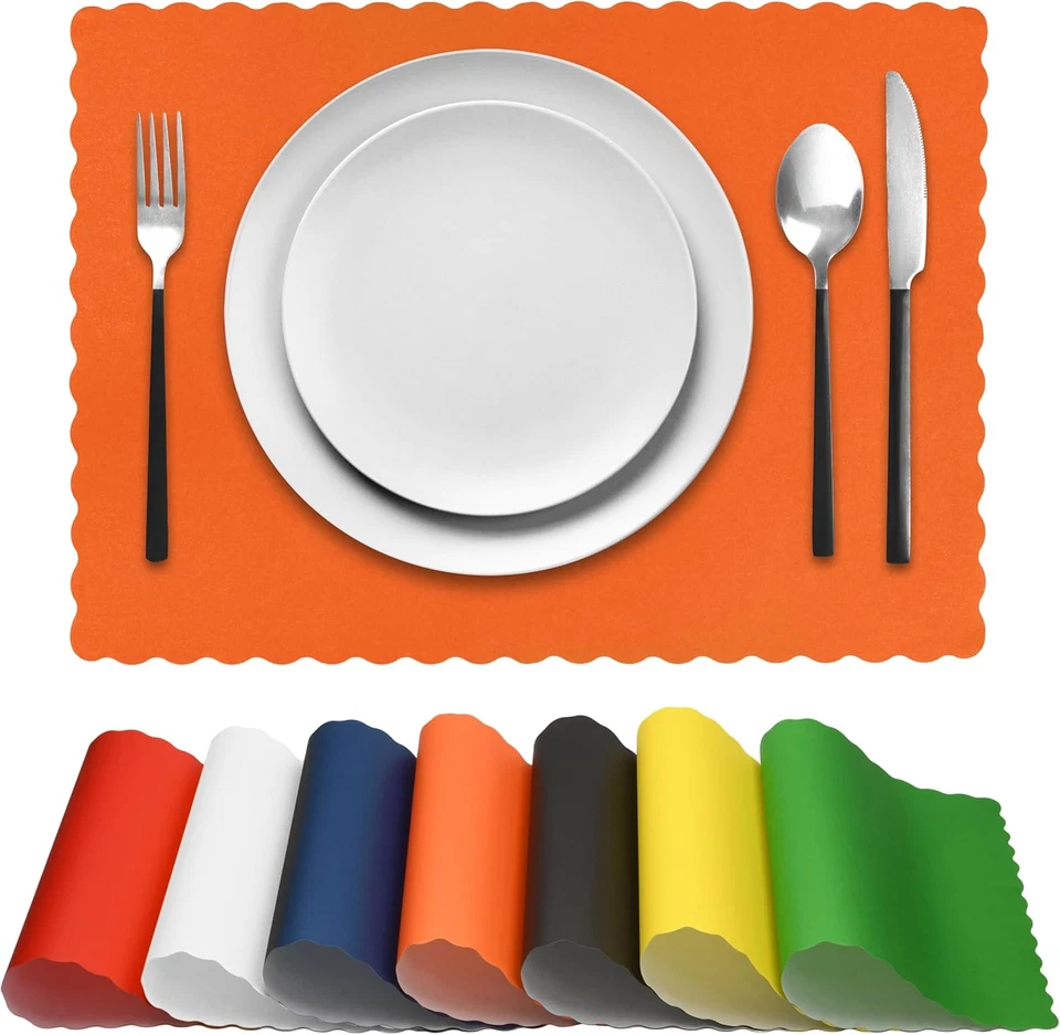 Paper Placemats for Dining Table – Disposable Scalloped Edges Color Table Mats G - Image 2 of 4