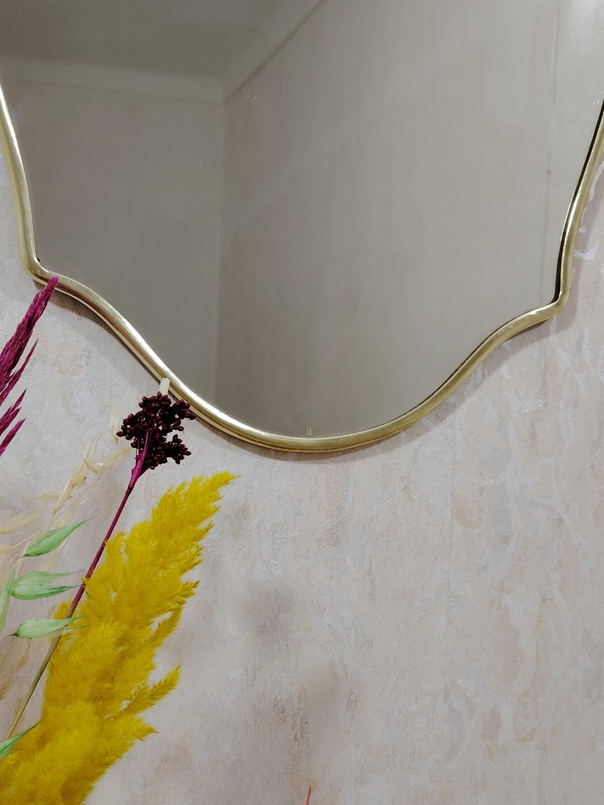 Italian Wavy Mirror Italian Curved Gold Brass Mirror Irregular Bathroom ...
