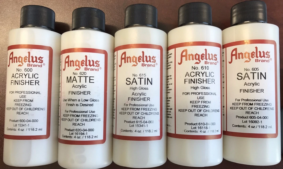 Angelus Finisher for Leather Paints Satin Gloss Matte Acrylic