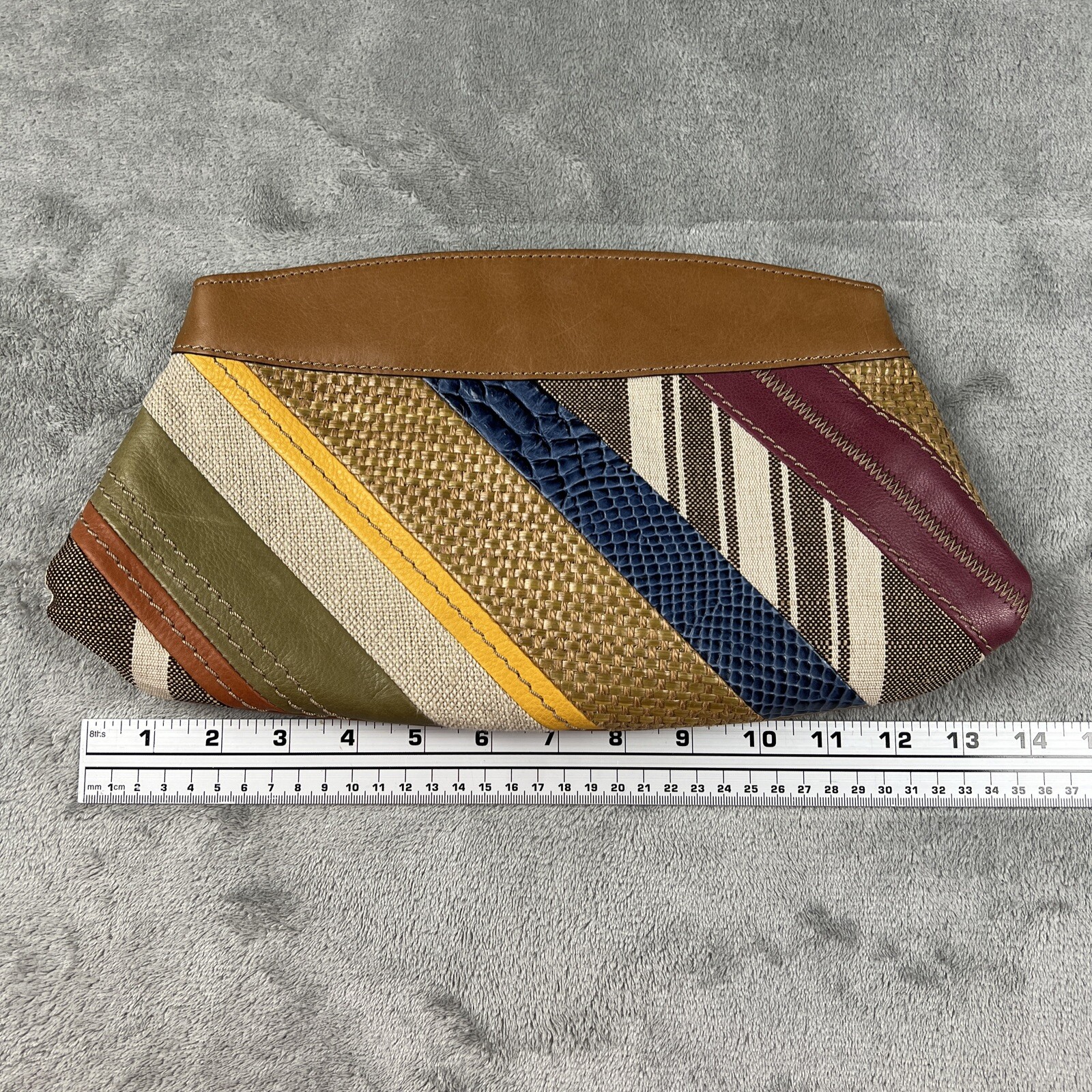 Fossil Clutch Handbag Leather Patchwork Diagonal … - image 5