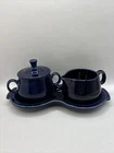 Fiesta Cobalt Blue Sugar & Creamer with Tray~Homer Laughlin USA