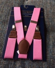 Nwt Club Room Pink Clip On Suspenders One Size Preppy Clip On A3