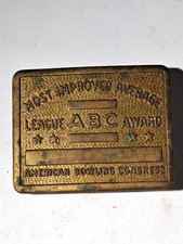 VINTAGE MOST IMPROVED ADVERAGE LEAGUE ABC AWARD BOWLING BELT BUCKLE