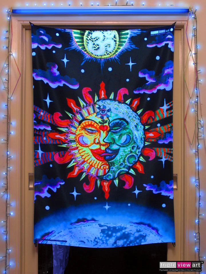 УФ фон черный свет флуоресцентный зарево психоделический искусства баннер гобелен деко - Изображение 2 из 4
