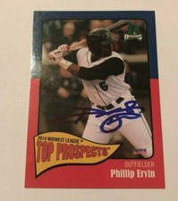 PHIL ERVIN SIGNED 2014 MWL MIDWEST LEAGUE TOP PROSPECT ROOKIE CARD AUTO