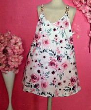 WOMEN PLUS SIZE FLORAL V NECK SLEEVELESS MINI DRESS  ( ONE SIZE PLUS )