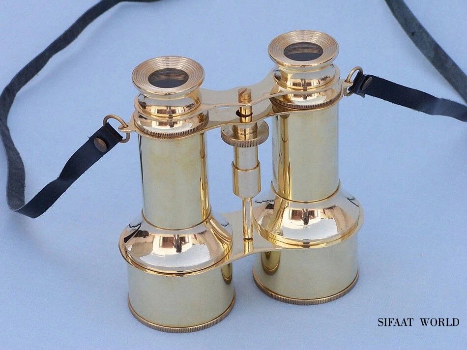 Sifaat World 6" Commanders Brass Binoculars with Leather Case, Cyber Monday Gift - Image 2 of 4