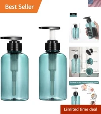 Elegant 10oz Clear Blue Refillable Pump Bottles - Set of 2 for Shampoo & Lotion