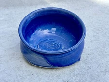 Studio Art Pottery Ceramic Blue Salt Cellar Salt Pig Open Salt Container 4.5" D
