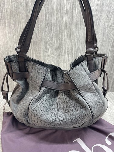 Kooba Gray Slouchy Leather Hobo Shoulder Bag Large Purse Zippers pretty VGC Prin - Picture 10 of 21