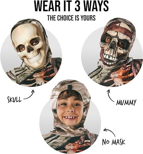 Mumie Kostüm + 2 Masken für Kinder Jungen Mädchen Horror Halloween Mumiekostüm - Bild 3 von 6