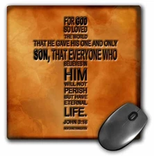 3dRose John 3 16 bible verse embossed on a copper background MousePad