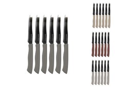 Set 6 Coltelli da Tavolo acciaio inox Coltelli da Cucina punta tonda seghettati